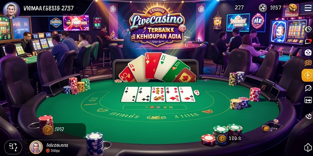 Screenshot menunjukkan suasana Live Casino yang mendebarkan.