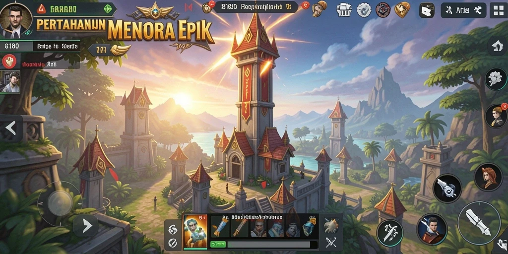 Gameplay menara pertahanan yang intens dan menantang.
