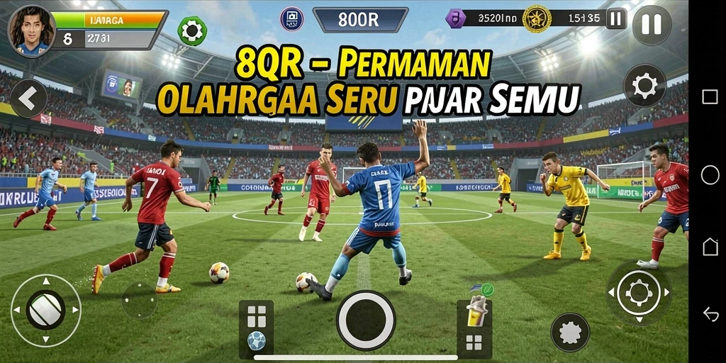 Tangkapan layar gameplay 8QR yang penuh aksi dari berbagai olahraga.