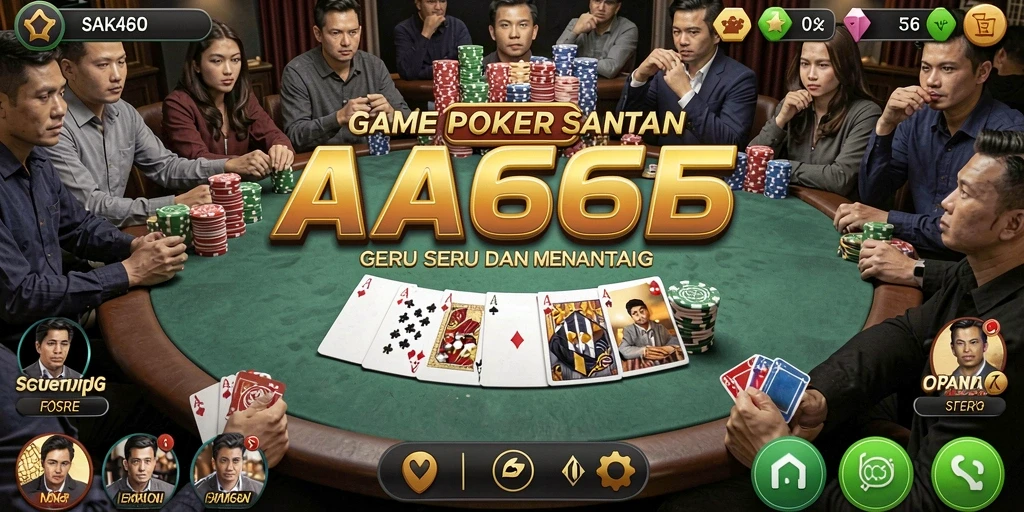 Tampilan gameplay Poker yang seru di AA666.