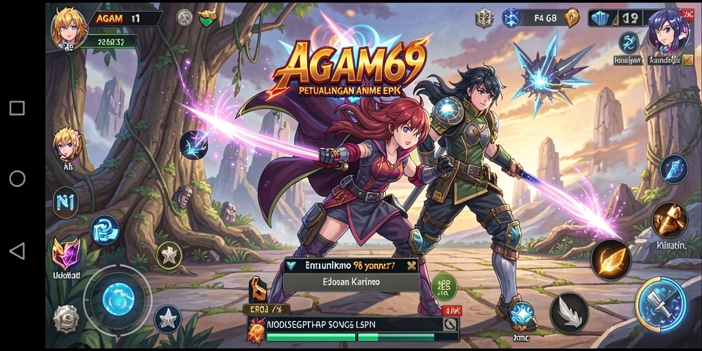Tangkapan layar gameplay AGAM69 menampilkan aksi karakter Anime yang dinamis.