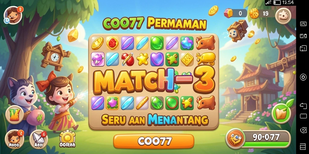 Tangkapan layar gameplay COO77 yang memperlihatkan aksi mencocokkan objek.