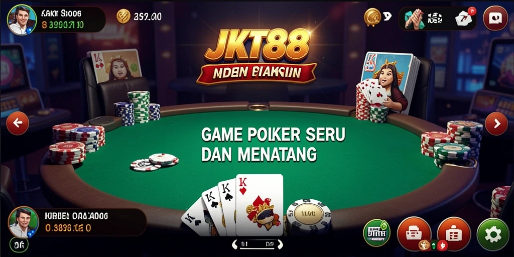 Tampilan gameplay Poker yang mengasyikkan di JKT88.