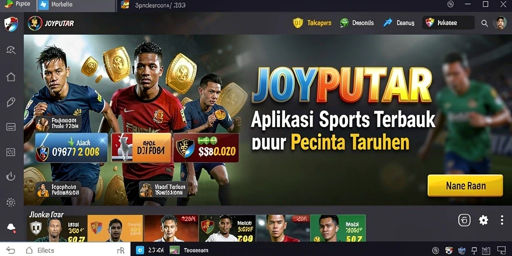 Screenshot utama JOYPUTAR menampilkan tampilan antarmuka Sportsbook yang menarik.