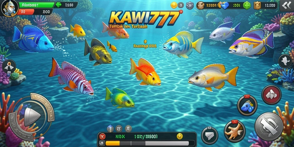 Tampilan gameplay Tembak Ikan KAWI777 yang mendebarkan.