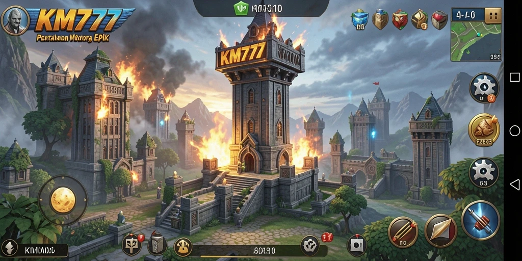 Tampilan gameplay menara pertahanan yang menegangkan dan mendebarkan.