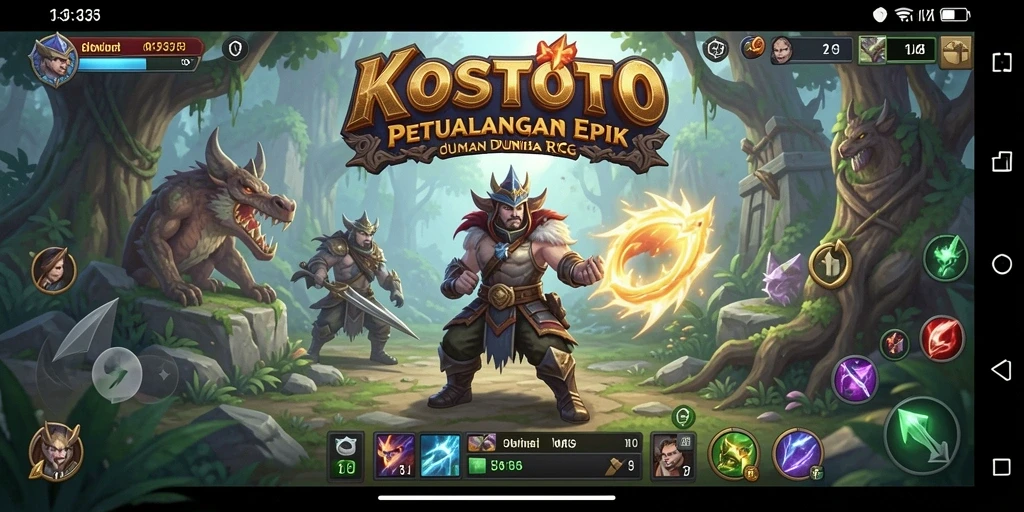 Screenshot menampilkan karakter yang beraksi dalam pertarungan epik di KOSTOTO.