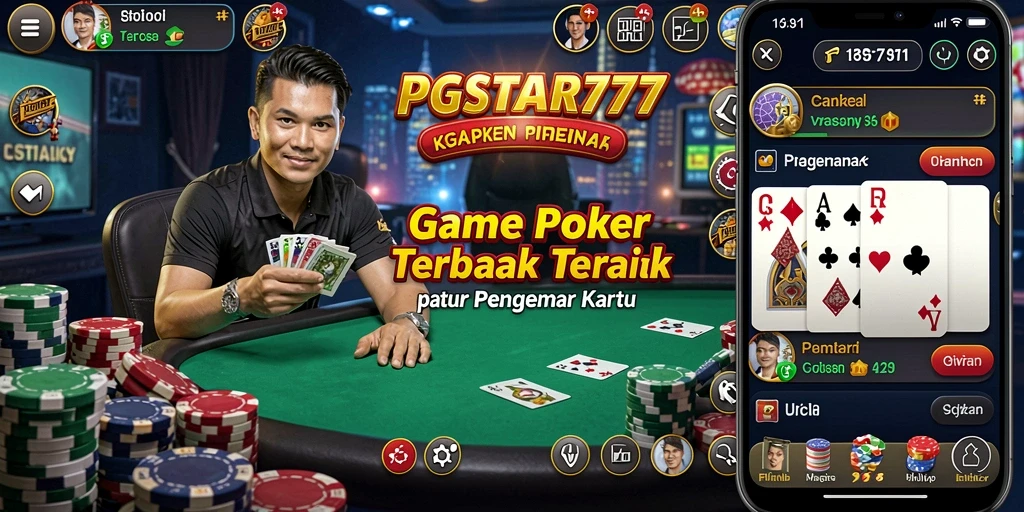 Tangkapan layar utama PGSTAR777 menampilkan gameplay poker yang seru dan interaktif.