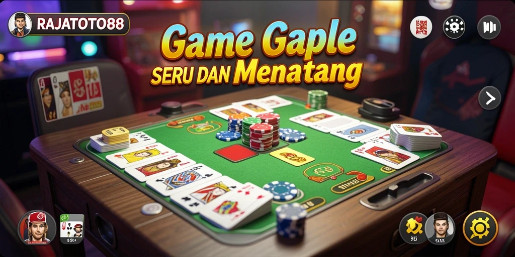 Tampilan seru gameplay RAJATOTO88 dalam permainan Gaple.