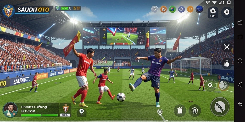Screenshot gameplay SAUDITOTO menunjukkan aksi seru permainan olahraga.