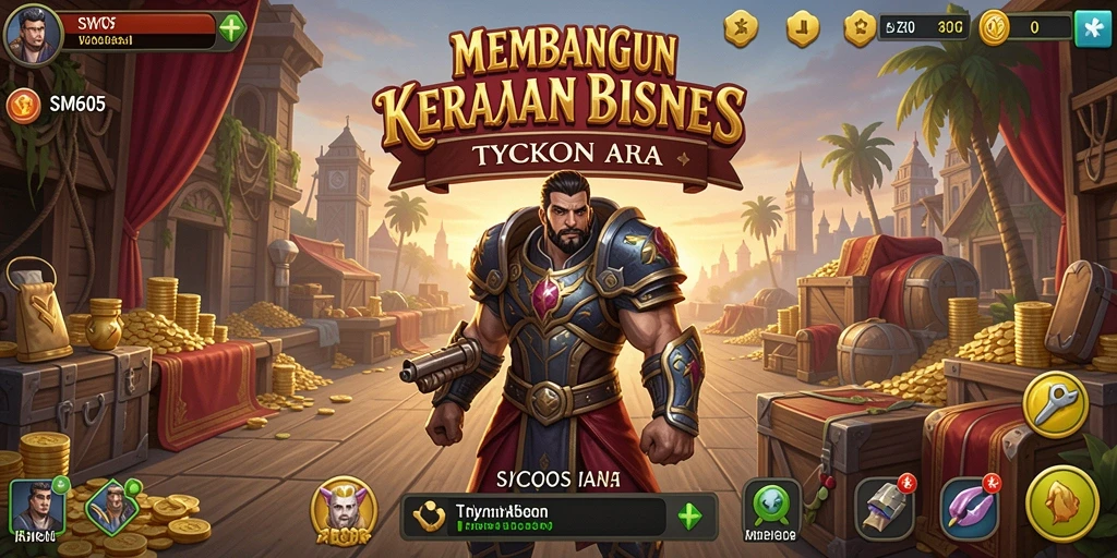 Screenshot gameplay SM605 yang menunjukkan perencanaan bisnis yang detail.