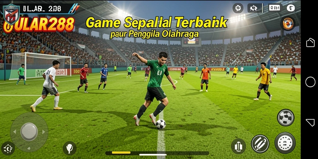 Tangkapan layar gameplay <strong>ULAR288</strong> menunjukkan aksi seru di lapangan sepak bola.