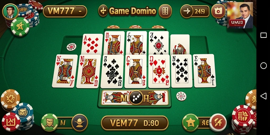 Screenshot gameplay VM777 yang menunjukkan aksi seru bermain Domino.