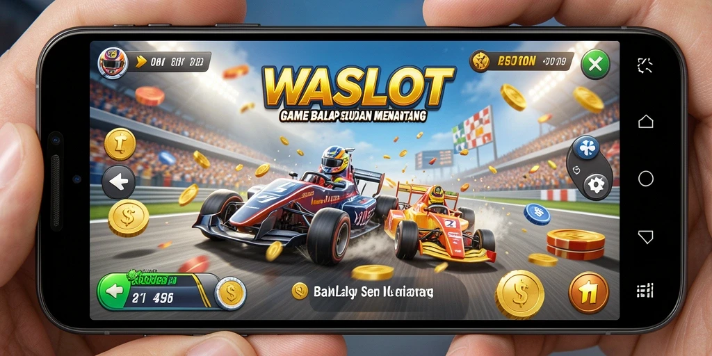 Gameplay seru WASLOT dengan balapan mendebarkan di berbagai trek.