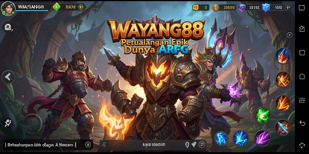 Screenshot utama gameplay WAYANG88 yang menampilkan pertarungan seru.