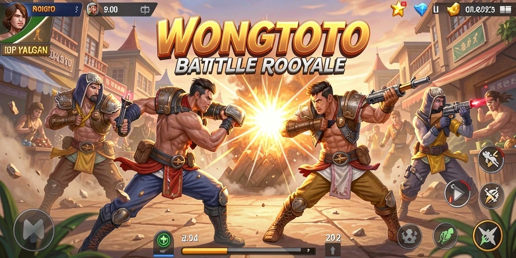 Screenshot dari gameplay seru WONGTOTO dalam pertarungan Battle Royale.