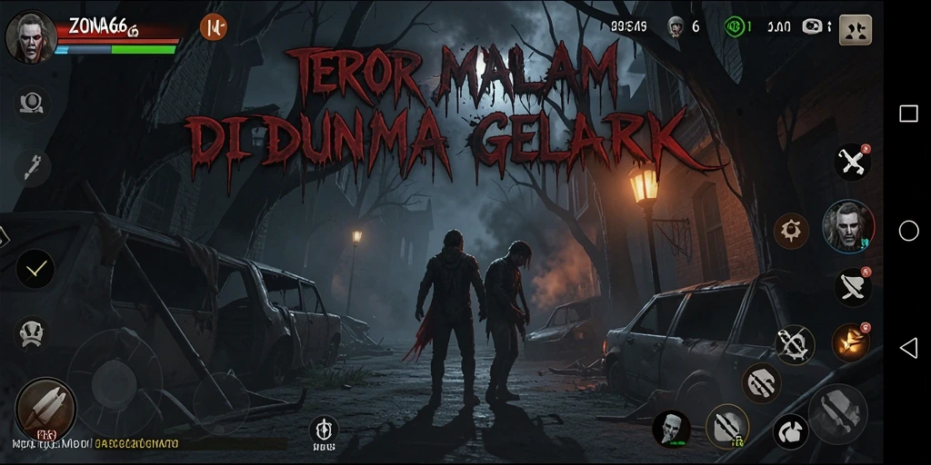 Screenshot ZONA66 menampilkan suasana mencekam dengan karakter yang berhadapan langsung dengan ancaman misterius.